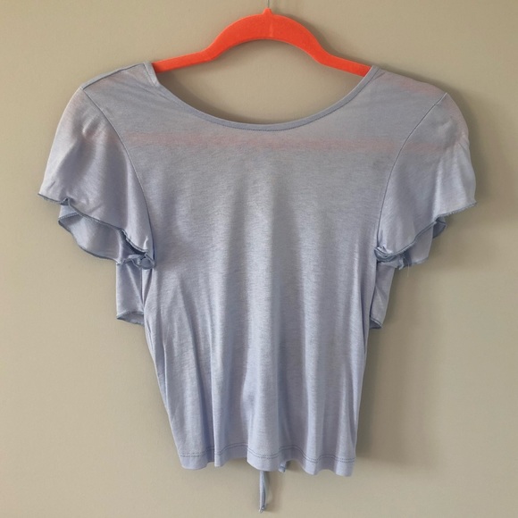 ASOS Tie Back Crop Top, Pastel Blue - Picture 2 of 3